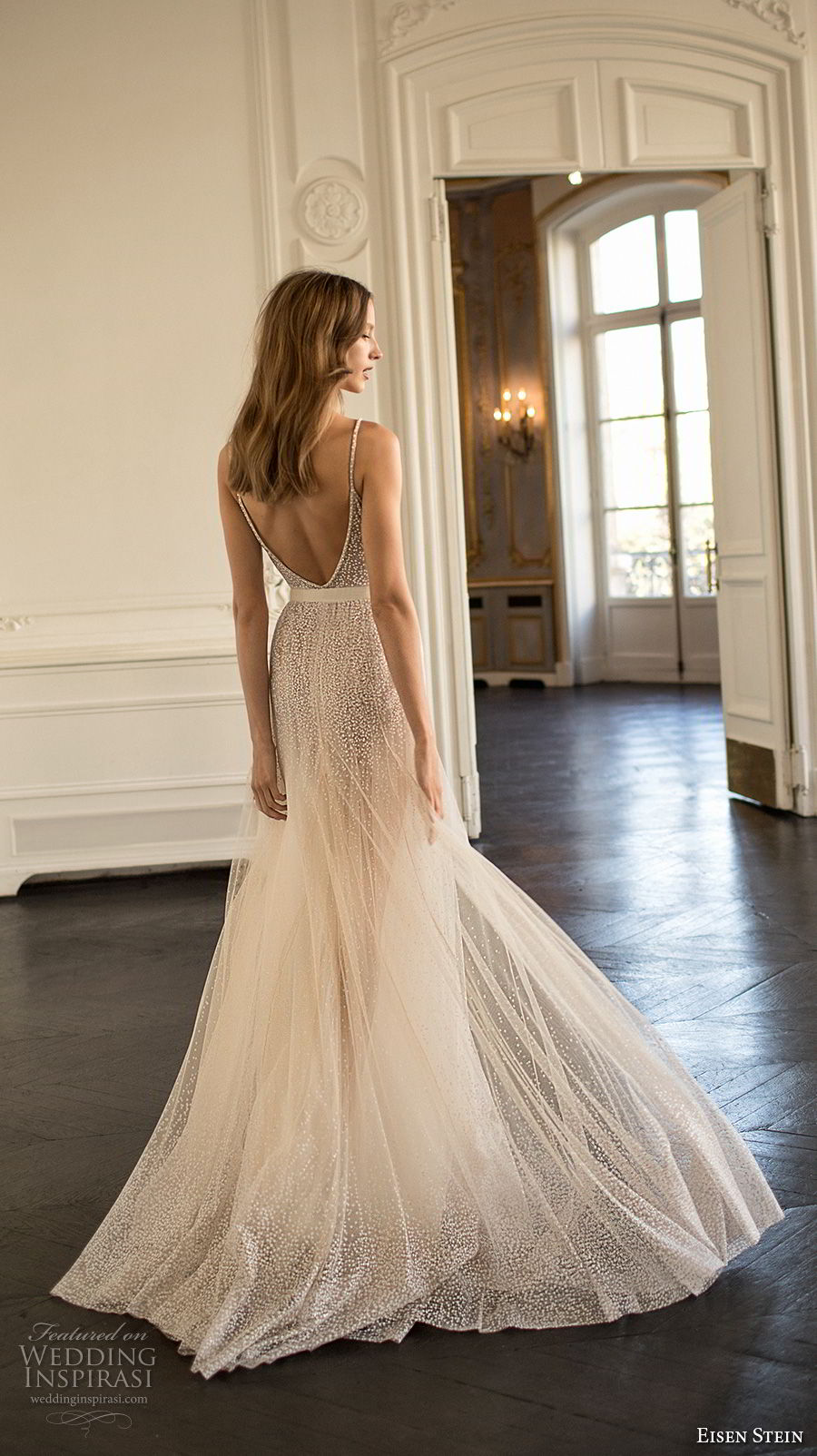 eisen stein 2018 bridal sleeveless thin strap deep v neck full embellishment romantic sexy soft a line wedding dress open back sweep train (4) bv eisen stein 2018 bridal sleeveless thin strap deep v neck full embellishment romantic sexy soft a line wedding dress open back sweep train (4) bv