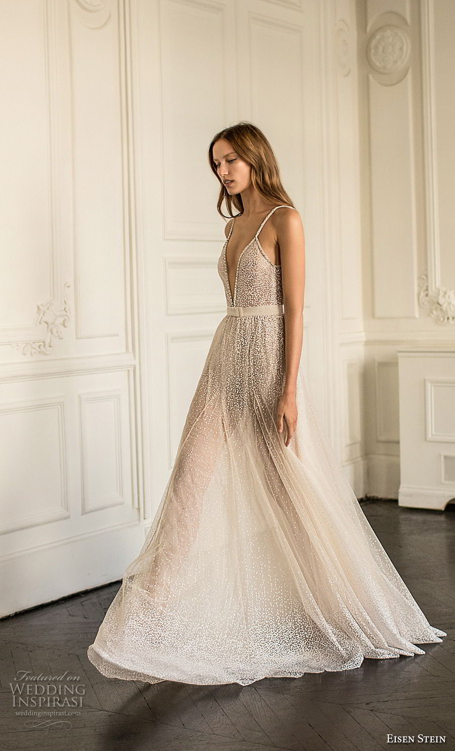 eisen stein 2018 bridal sleeveless thin strap deep v neck full embellishment romantic sexy soft a line wedding dress open back sweep train (4) sdv eisen stein 2018 bridal sleeveless thin strap deep v neck full embellishment romantic sexy soft a line wedding dress open back sweep train (4) sdv