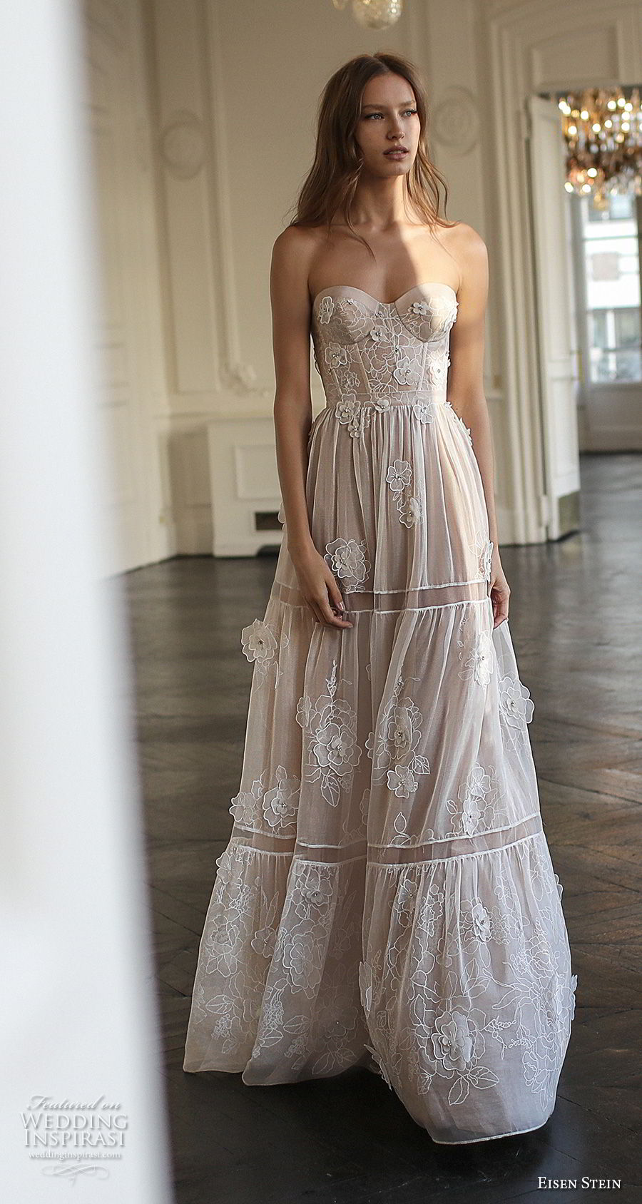 eisen stein 2018 bridal strapless sweetheart neckline full embellishment bustier bohemian a line wedding dress open back sweep train (2) mv eisen stein 2018 bridal strapless sweetheart neckline full embellishment bustier bohemian a line wedding dress open back sweep train (2) mv
