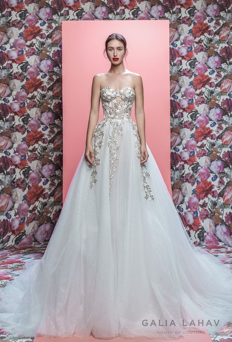 galia lahav spring 2019 bridal strapless sweetheart neckline heavily embellished bodice romantic pretty a  line wedding dress royal train (aelin) mv