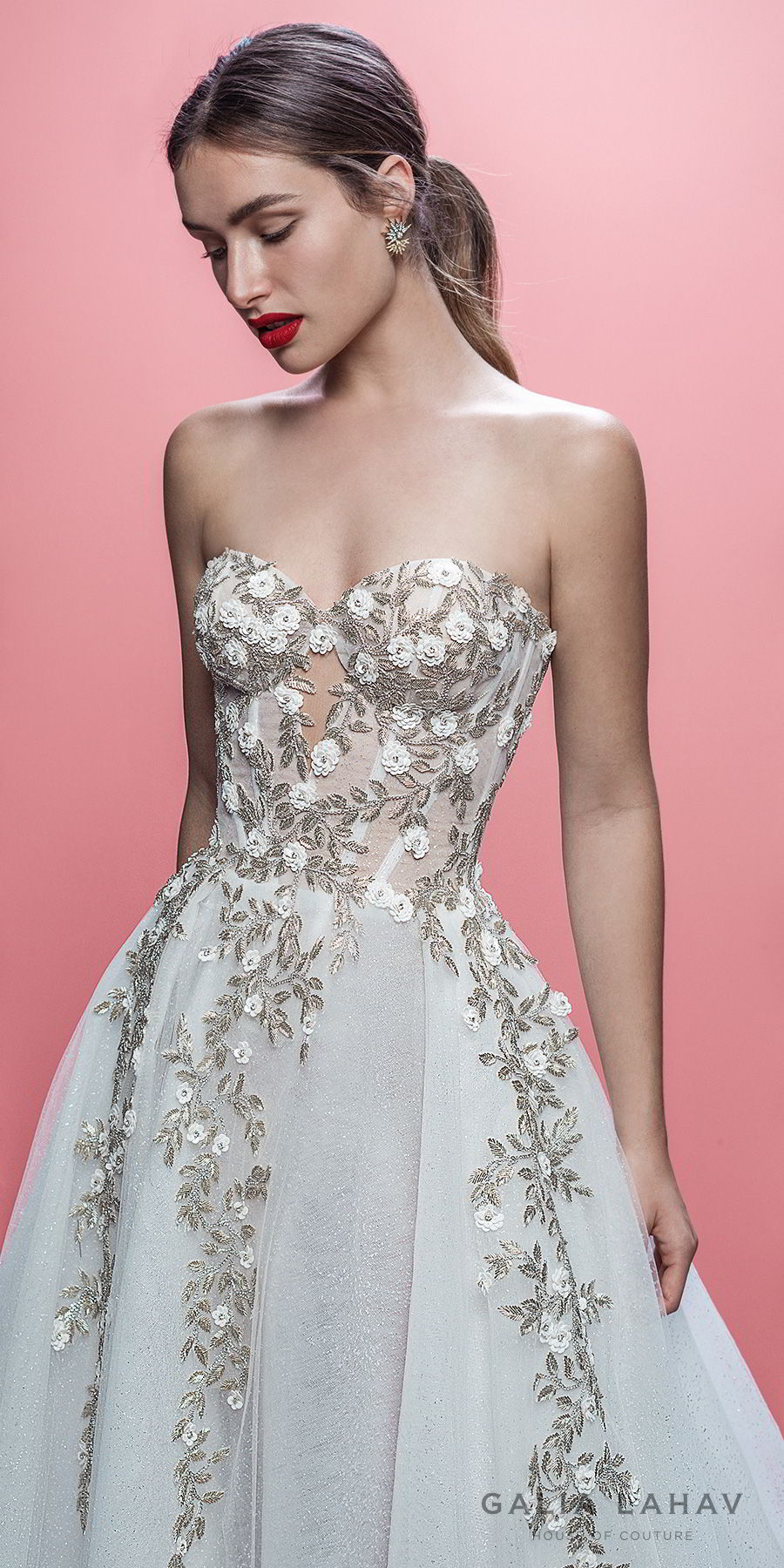 galia lahav spring 2019 bridal strapless sweetheart neckline heavily embellished bodice romantic pretty a  line wedding dress royal train (aelin) zv