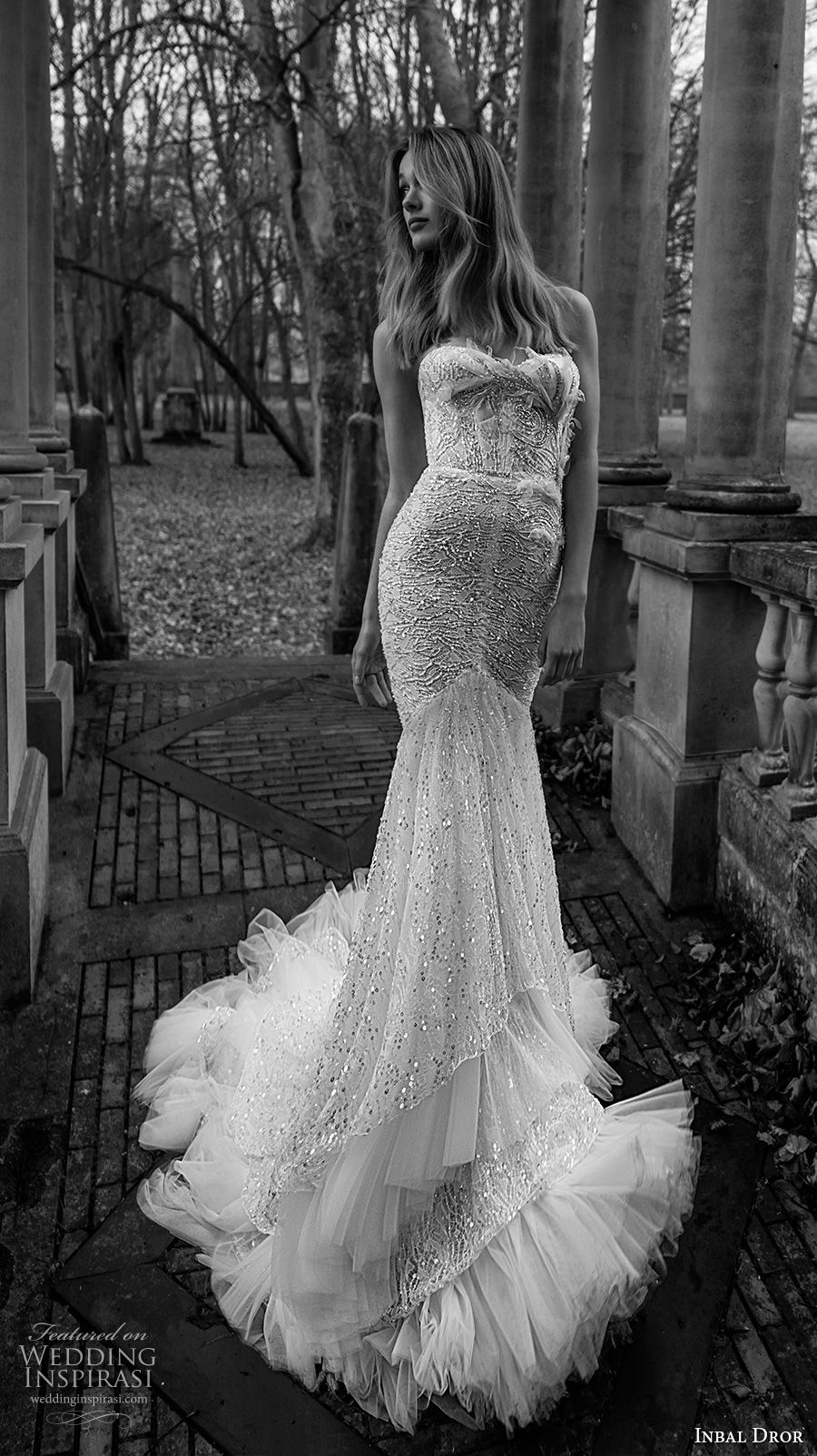 inba dror fall 2018 bridal strapless sweetheart neckline full embellishment elegant mermaid wedding dress chapel train (8) mv