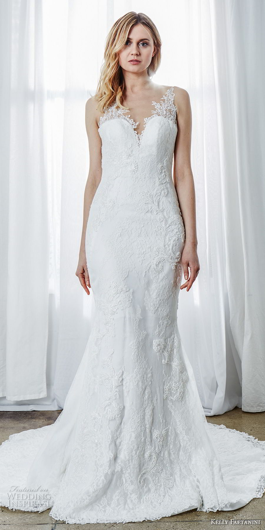 kelly faetanini spring 2019 bridal sleeveless illusion v sweetheart neckline full embellshment elegant fit and flare wedding dress open back chapel train (7) mv