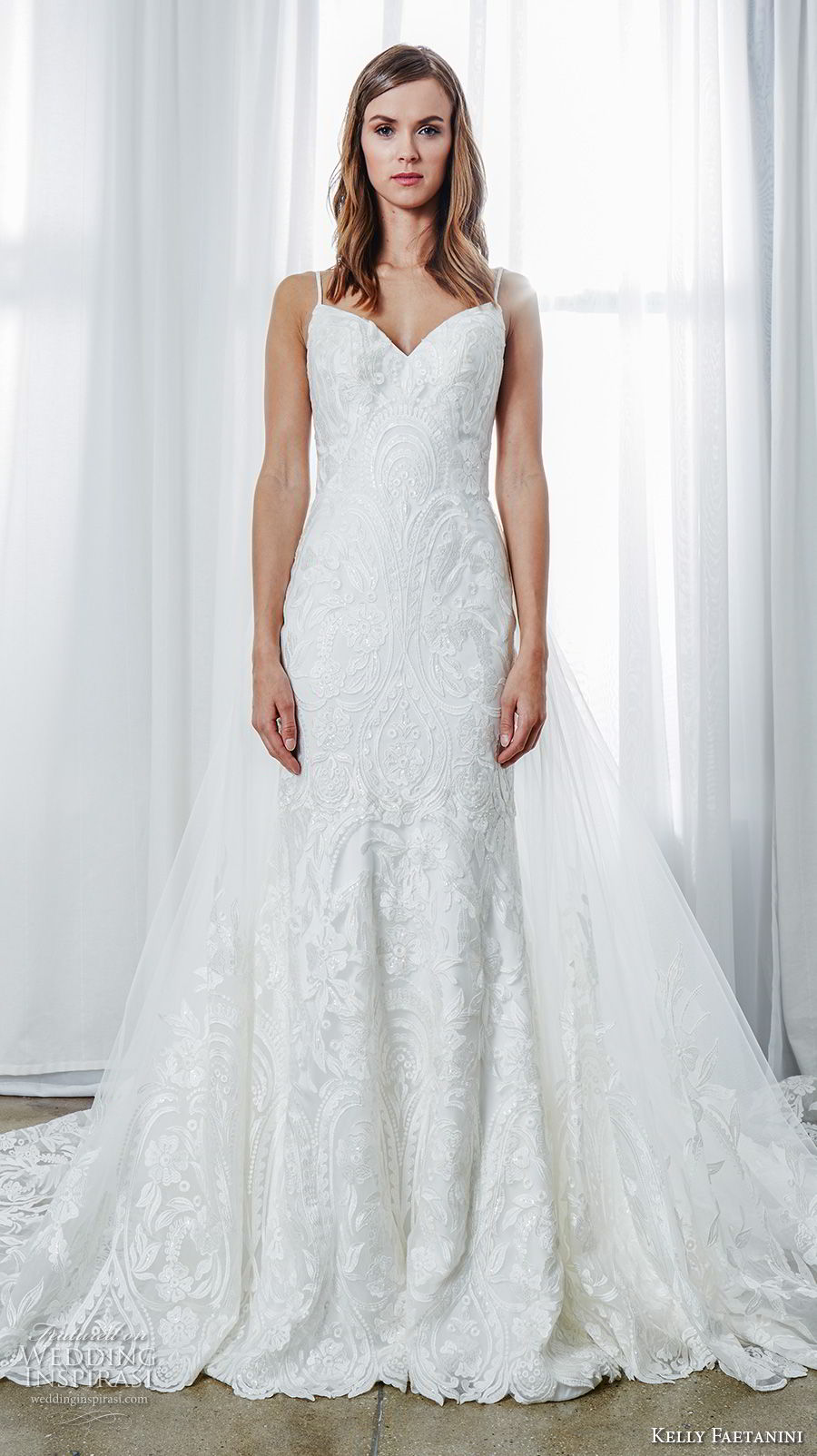 kelly faetanini spring 2019 bridal sleeveless spaghetti strap sweetheart neckline full embellishment elegant fit and flare wedding dress a  line overskirt open back royal train (4) mv