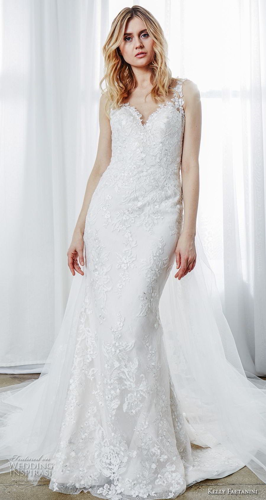 kelly faetanini spring 2019 bridal sleeveless with strap sweetheart neckline full embellishment fit and flare wedding dress v back chapel train (2) mv