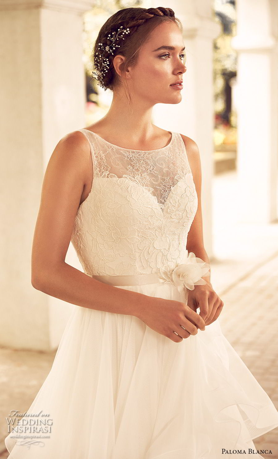 paloma blanca spring 2018 bridal sleeveless illusion bateau sweetheart neckline heavily embellished bodice layered skirt romantic a line wedding dress open v back short train (12) zv paloma blanca spring 2018 bridal sleeveless illusion bateau sweetheart neckline heavily embellished bodice layered skirt romantic a line wedding dress open v back short train (12) zv