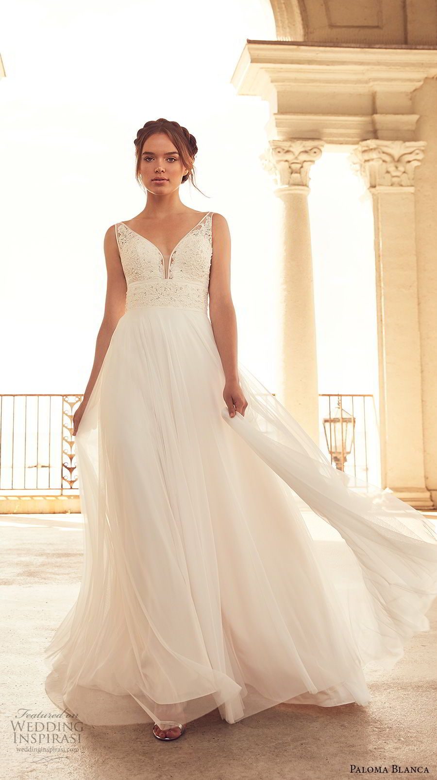paloma blanca spring 2018 bridal sleeveless v neck heavily embellished bodice romantic soft a line wedding dress open back sweep train (2) mv paloma blanca spring 2018 bridal sleeveless v neck heavily embellished bodice romantic soft a line wedding dress open back sweep train (2) mv