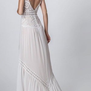 rish bridal sun dance 2018 sleeveless deep sweetheart neckline heavily embellished bodice bohemian soft a  line wedding dress open v back sweep train (layla) bv