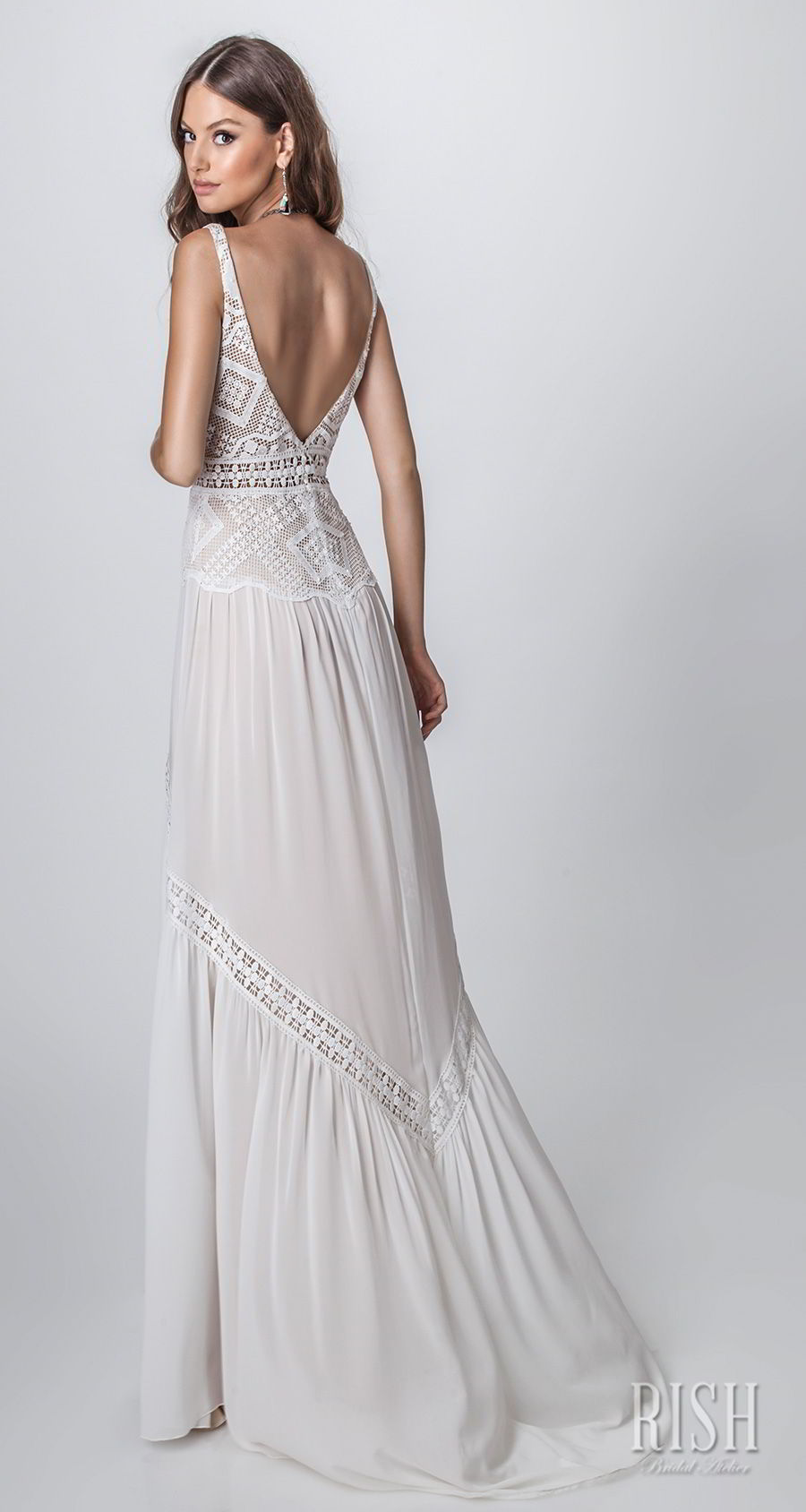 rish bridal sun dance 2018 sleeveless deep sweetheart neckline heavily embellished bodice bohemian soft a  line wedding dress open v back sweep train (layla) bv 