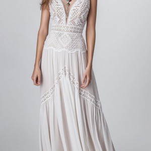 rish bridal sun dance 2018 sleeveless deep sweetheart neckline heavily embellished bodice bohemian soft a  line wedding dress open v back sweep train (layla) mv