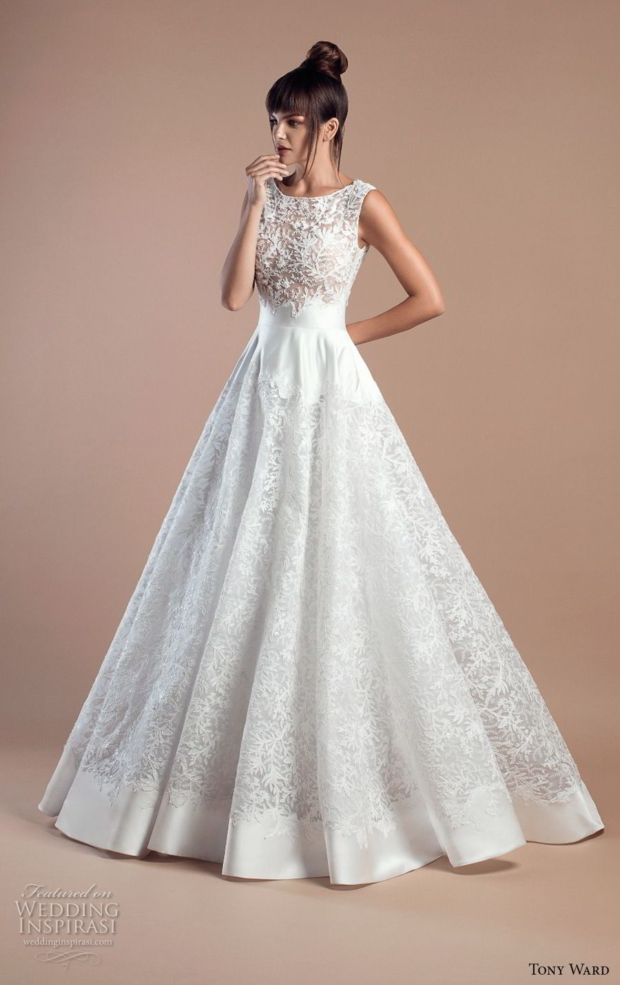 tony ward 2018 bridal sleeveless bateau neck heavily embellished bodice elegant a  line wedding dress (6) mv