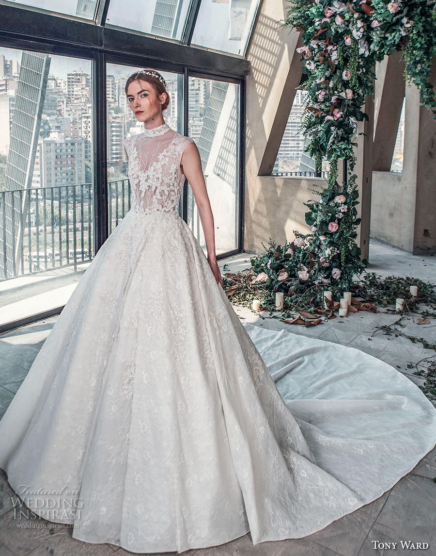 tony ward mariee 2019 sleeveless high neck full embellishment princess elegant a  line wedding dress royal train (7) mv