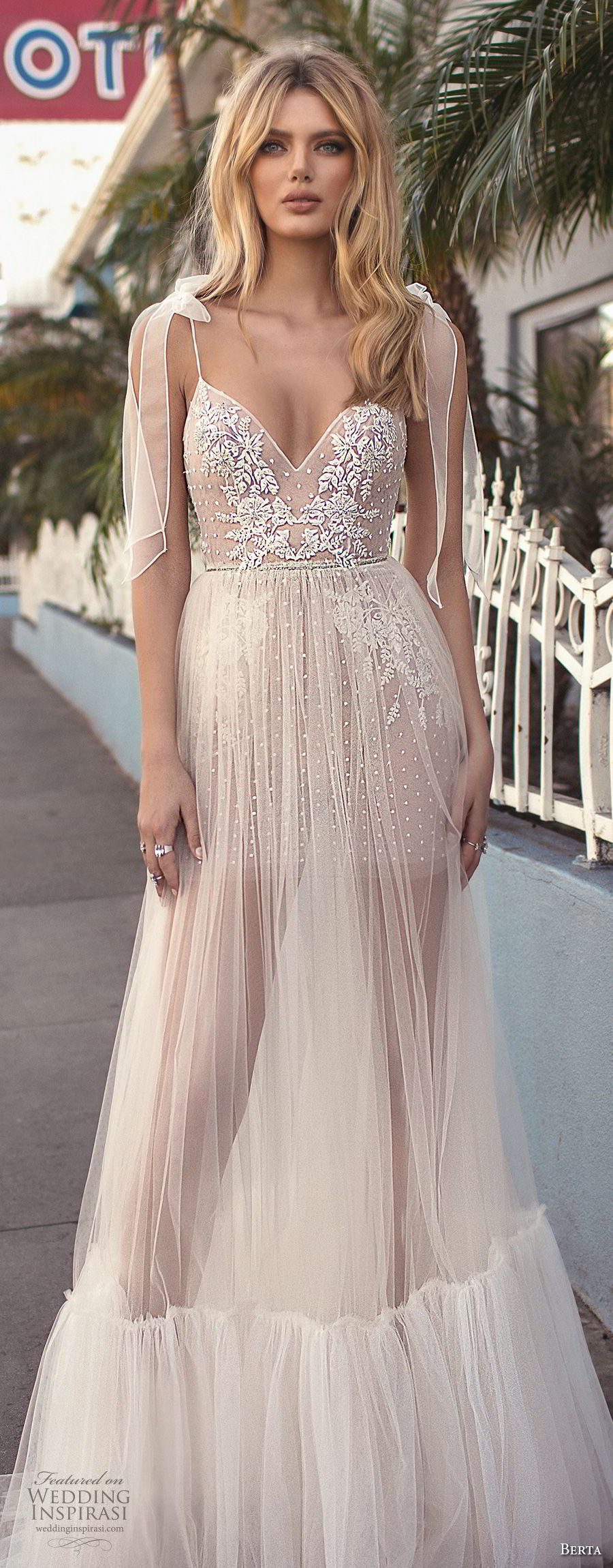 berta 2019 muse bridal sleeveless spaghetti strap diamond neck heavily embellished bodice slit skirt romantic soft a line wedding dress scoop back sweep train (4) lv berta 2019 muse bridal sleeveless spaghetti strap diamond neck heavily embellished bodice slit skirt romantic soft a line wedding dress scoop back sweep train (4) lv