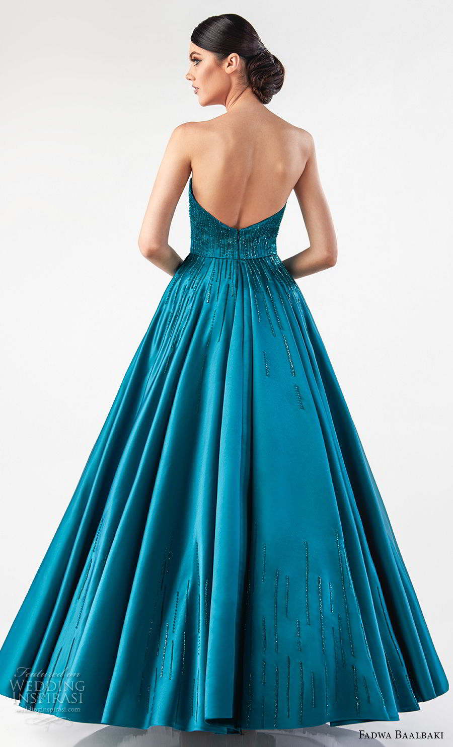fadwa baalbaki spring 2018 couture strapless sweetheart neckline heavily embellished bodice glamorous teal a  line wedding dress with pockets (9) bv