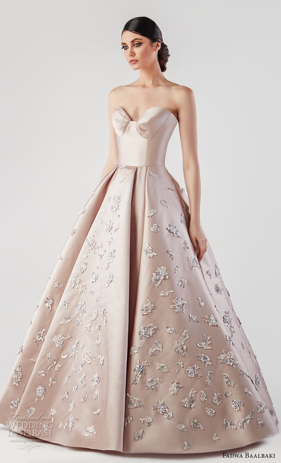 fadwa baalbaki spring 2018 couture strapless sweetheart neckline heavily embellished skirt romantic princess dusty pink a  line wedding dress (8) mv