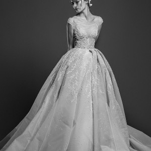 georges hobeika spring 2019 bridal cap sleeves bateau neck heavily embellished bodice romantic princess ball gown a  line wedding dress royal train (11) mv