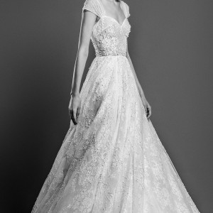 georges hobeika spring 2019 bridal cap sleeves sweetheart neckline full embellishment romantic a  line wedding dress chapel train (14) mv