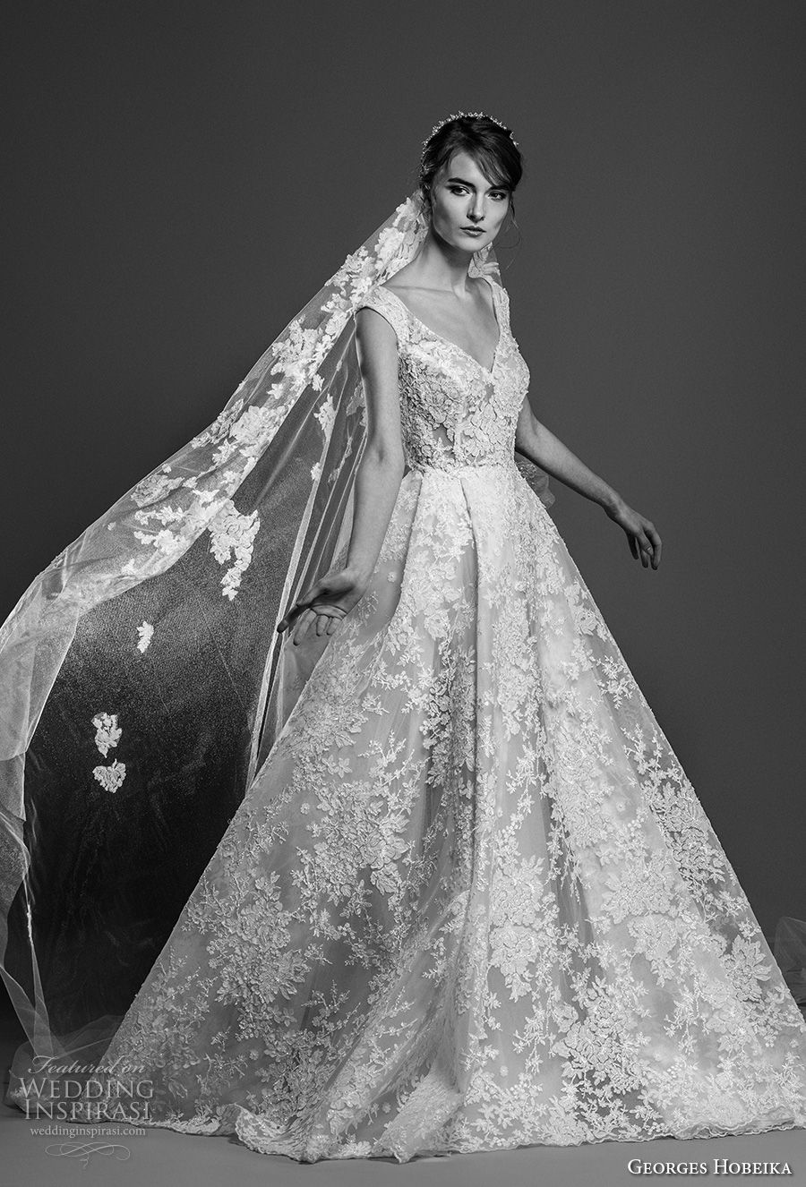 georges hobeika spring 2019 bridal cap sleeves v neck full embellishment princess romantic elegant a line wedding dress chapel train (4) mv georges hobeika spring 2019 bridal cap sleeves v neck full embellishment princess romantic elegant a line wedding dress chapel train (4) mv
