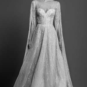 georges hobeika spring 2019 bridal hanging sleeves illusion bateau sweetheart neckline full embellishment glitzy glamorous elegant a  line wedding dress royal train (17) mv