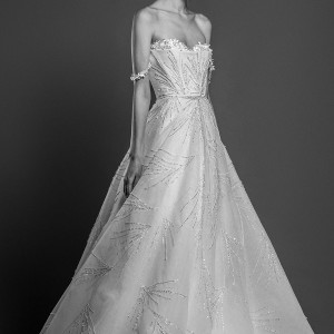 georges hobeika spring 2019 bridal off the shoulder sweetheart neckline full embellishment glitzy glamorous a  line wedding dress chapel train (15) mv