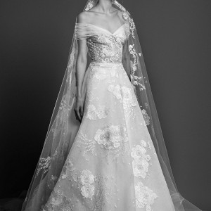 georges hobeika spring 2019 bridal off the shoulder v neck full embellishment romantic a  line wedding dress chapel train (23) mv