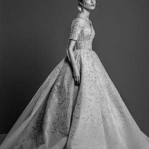 georges hobeika spring 2019 bridal short sleeves v neck full embellishment princess glamorous ball gown a  line wedding dress royal train (10) mv