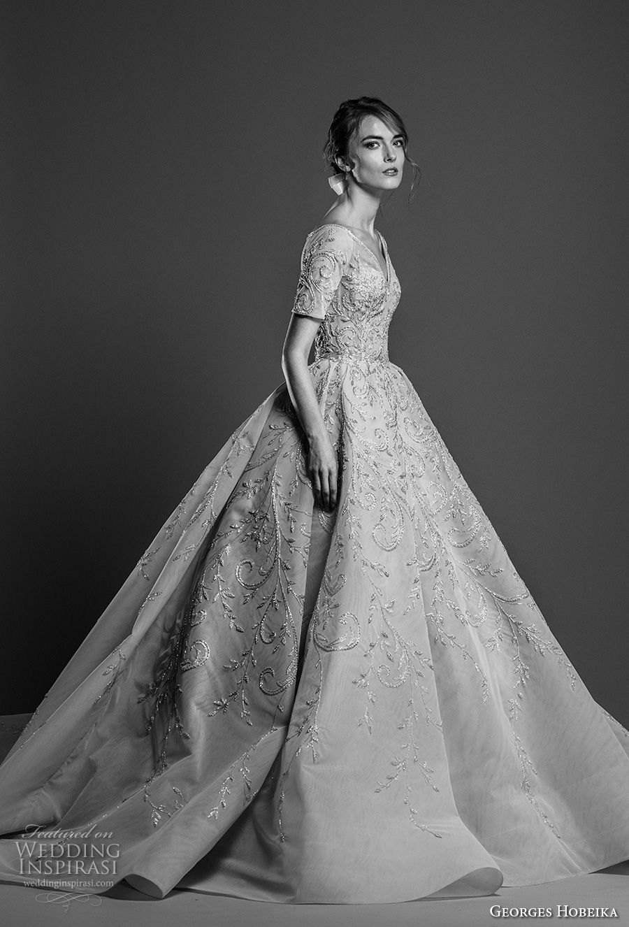 georges hobeika spring 2019 bridal short sleeves v neck full embellishment princess glamorous ball gown a line wedding dress royal train (10) mv georges hobeika spring 2019 bridal short sleeves v neck full embellishment princess glamorous ball gown a line wedding dress royal train (10) mv