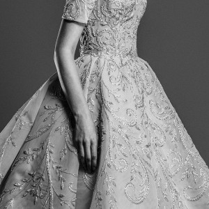 georges hobeika spring 2019 bridal short sleeves v neck full embellishment princess glamorous ball gown a  line wedding dress royal train (10) zv