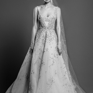 georges hobeika spring 2019 bridal sleeveless scoop neck heavily embellished bodice romantic a  line wedding dress chapel train (21) mv