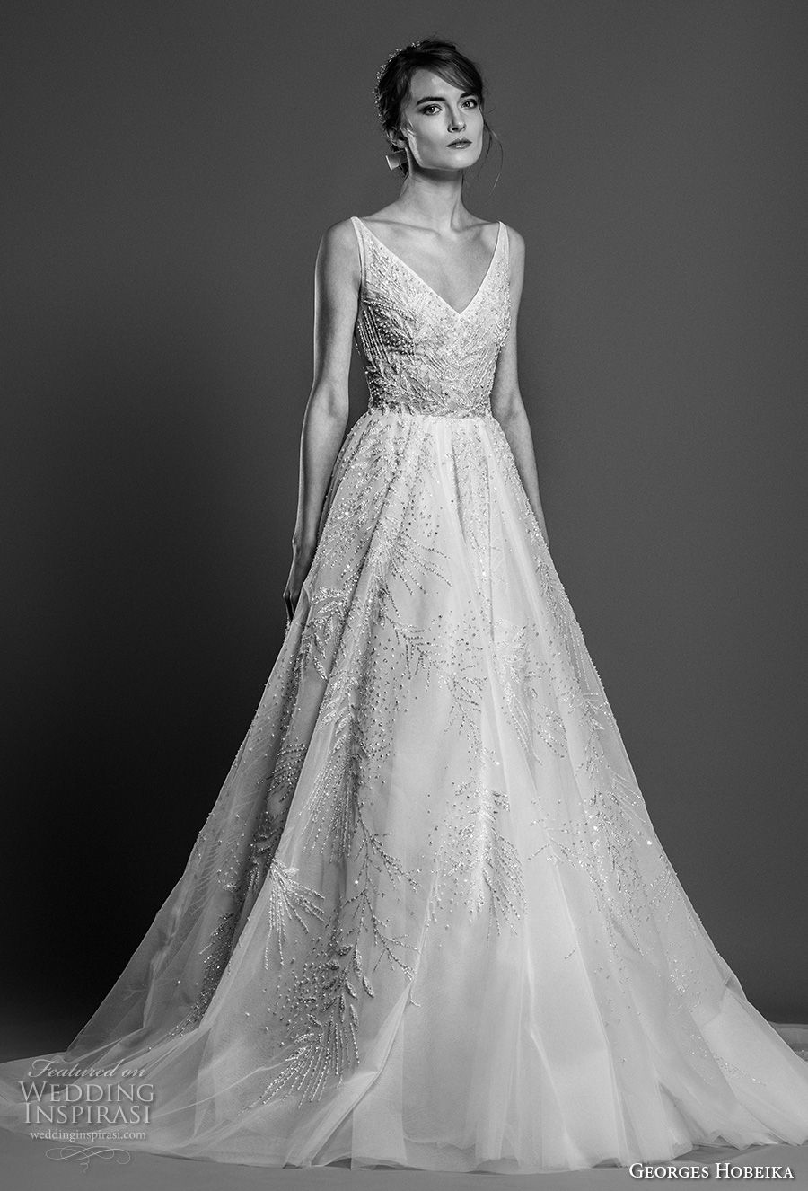 georges hobeika spring 2019 bridal sleeveless v neck full embellishment romantic glitzy a line wedding dress chapel train (24) mv georges hobeika spring 2019 bridal sleeveless v neck full embellishment romantic glitzy a line wedding dress chapel train (24) mv