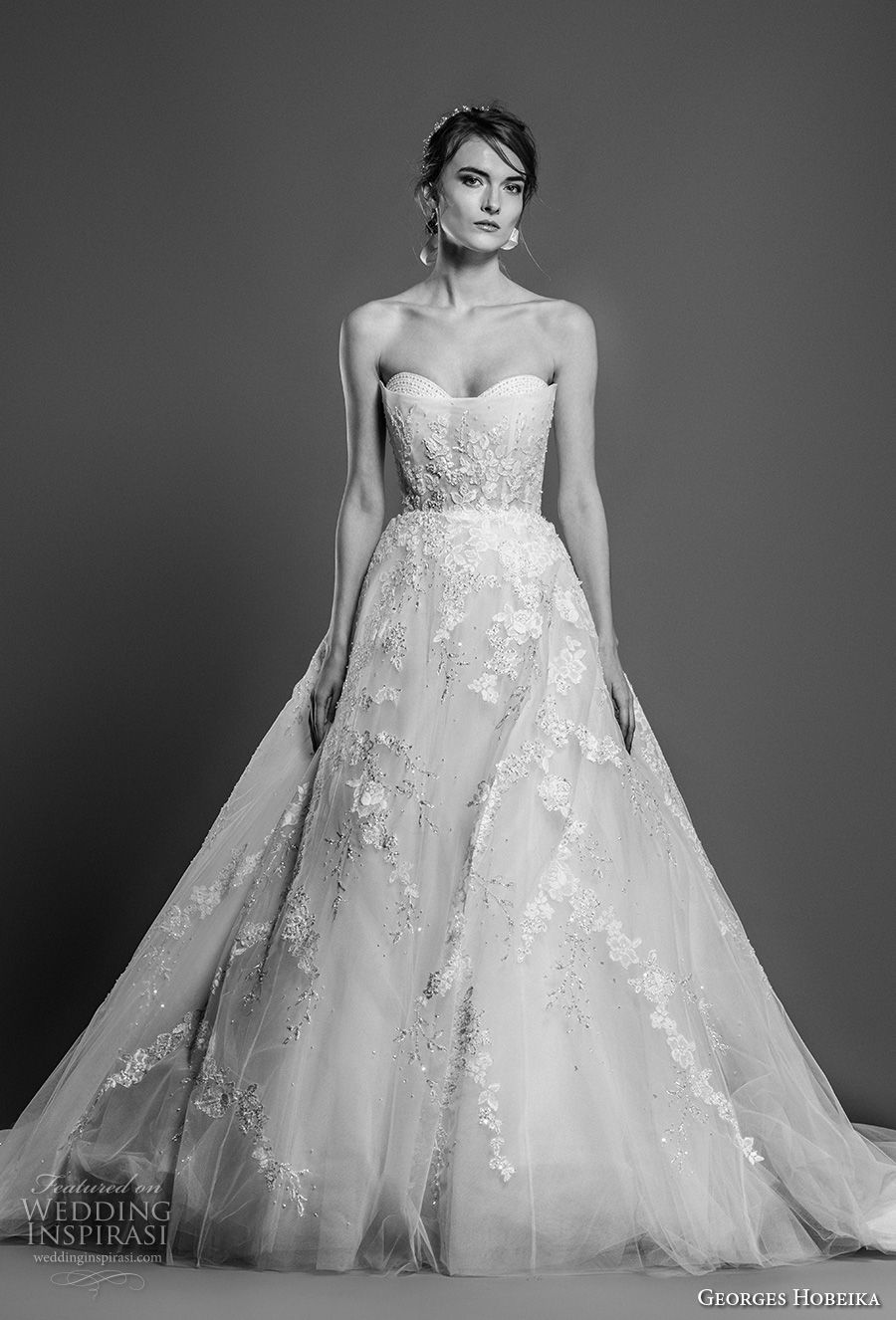 georges hobeika spring 2019 bridal strapless sweetheart neckline full embellishment romantic a line wedding dress chapel train (8) mv georges hobeika spring 2019 bridal strapless sweetheart neckline full embellishment romantic a line wedding dress chapel train (8) mv