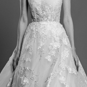 georges hobeika spring 2019 bridal strapless sweetheart neckline full embellishment romantic a  line wedding dress chapel train (8) zv