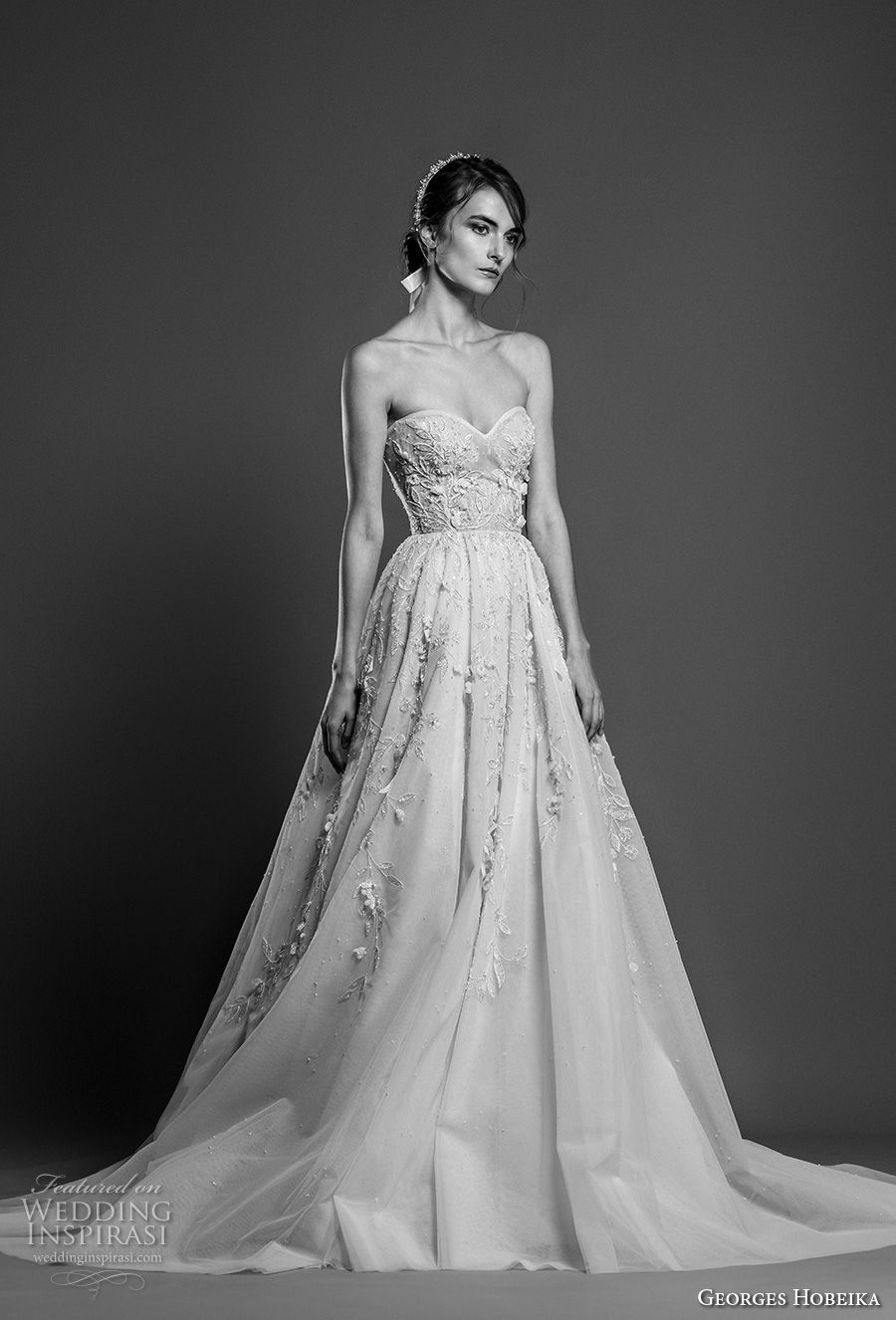 georges hobeika spring 2019 bridal strapless sweetheart neckliness heavily embellished bodice romantic a line wedding dress chapel train (2) mv georges hobeika spring 2019 bridal strapless sweetheart neckliness heavily embellished bodice romantic a line wedding dress chapel train (2) mv