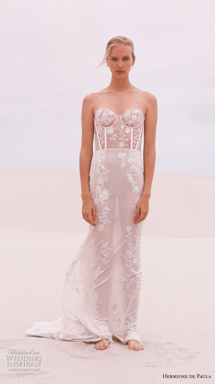 hermione de paula spring 2019 bridal strapless sweetheart neckline full embellishment bustier sexy romantic soft a  line wedding dress sweep train (2) mv