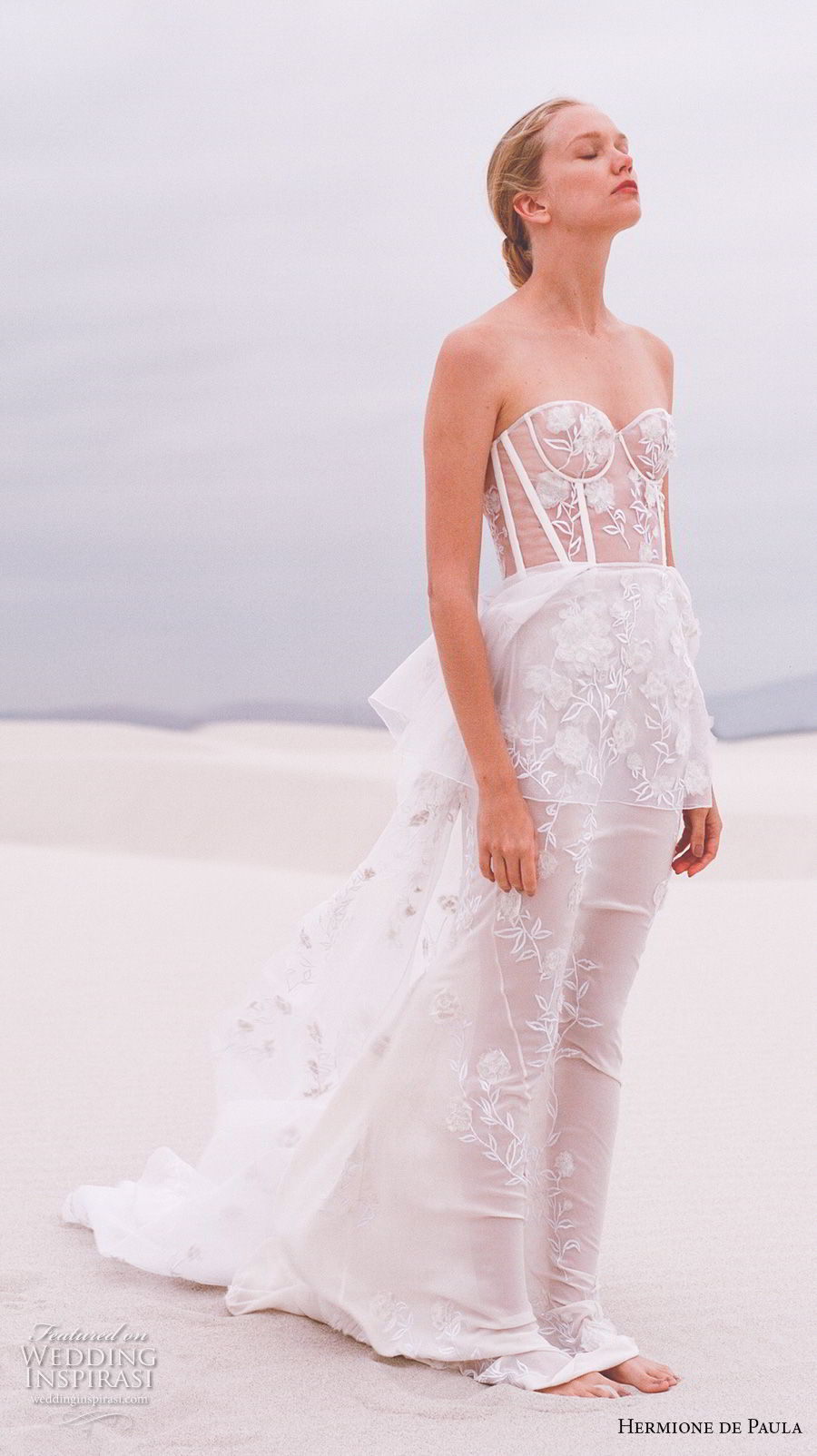 hermione de paula spring 2019 bridal strapless sweetheart neckline full embellishment bustier sexy romantic soft a  line wedding dress sweep train (2) sdv