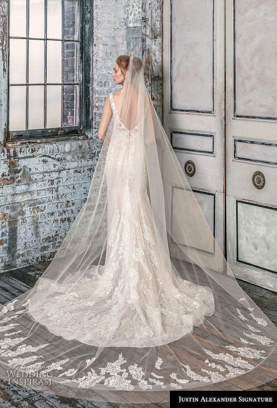 justin alexander fall 2018 signature sleevess with strap deep v neck full embellishment elegant mermaid wedding dress open back chapel train (2) bv justin alexander fall 2018 signature sleevess with strap deep v neck full embellishment elegant mermaid wedding dress open back chapel train (2) bv