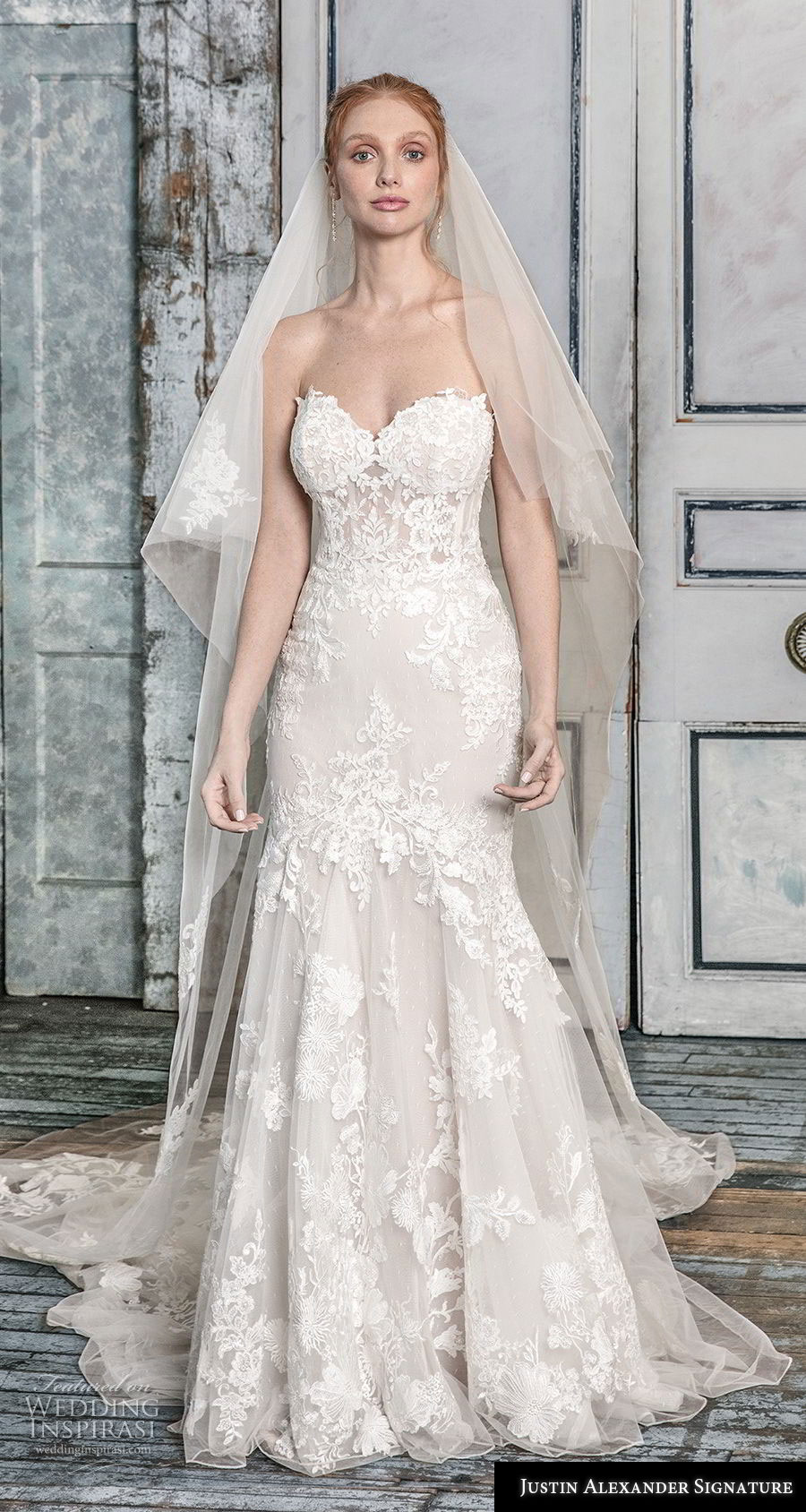 justin alexander fall 2018 signature strapless sweetheart neckline full embellishment bustier romantic mermaid wedding dress chapel train (3) mv justin alexander fall 2018 signature strapless sweetheart neckline full embellishment bustier romantic mermaid wedding dress chapel train (3) mv