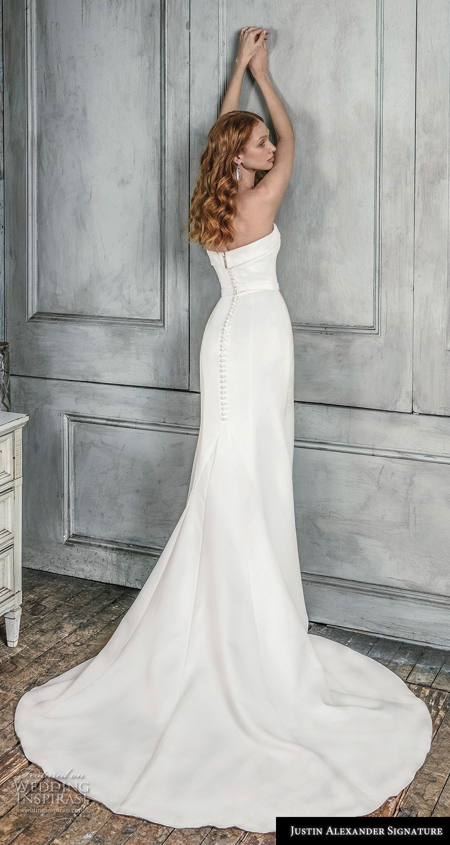 justin alexander fall 2018 signature strapless sweetheart neckline simple minimalist elegant trumpet wedding dress medium train (13) bv