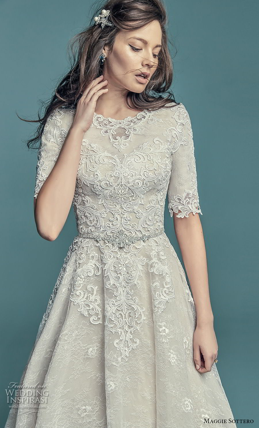 maggie sottero fall 2018 bridal half sleeves jewel neck full embellishment elegant modest a line wedding dress covered back chapel train (2) zv maggie sottero fall 2018 bridal half sleeves jewel neck full embellishment elegant modest a line wedding dress covered back chapel train (2) zv