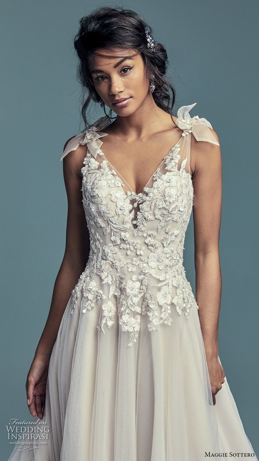 maggie sottero fall 2018 bridal ribbon strap sheer v neck sweetheart neckline heavily embellished bodice romantic soft a line wedding dress sheer button back chapel train (10) zv maggie sottero fall 2018 bridal ribbon strap sheer v neck sweetheart neckline heavily embellished bodice romantic soft a line wedding dress sheer button back chapel train (10) zv