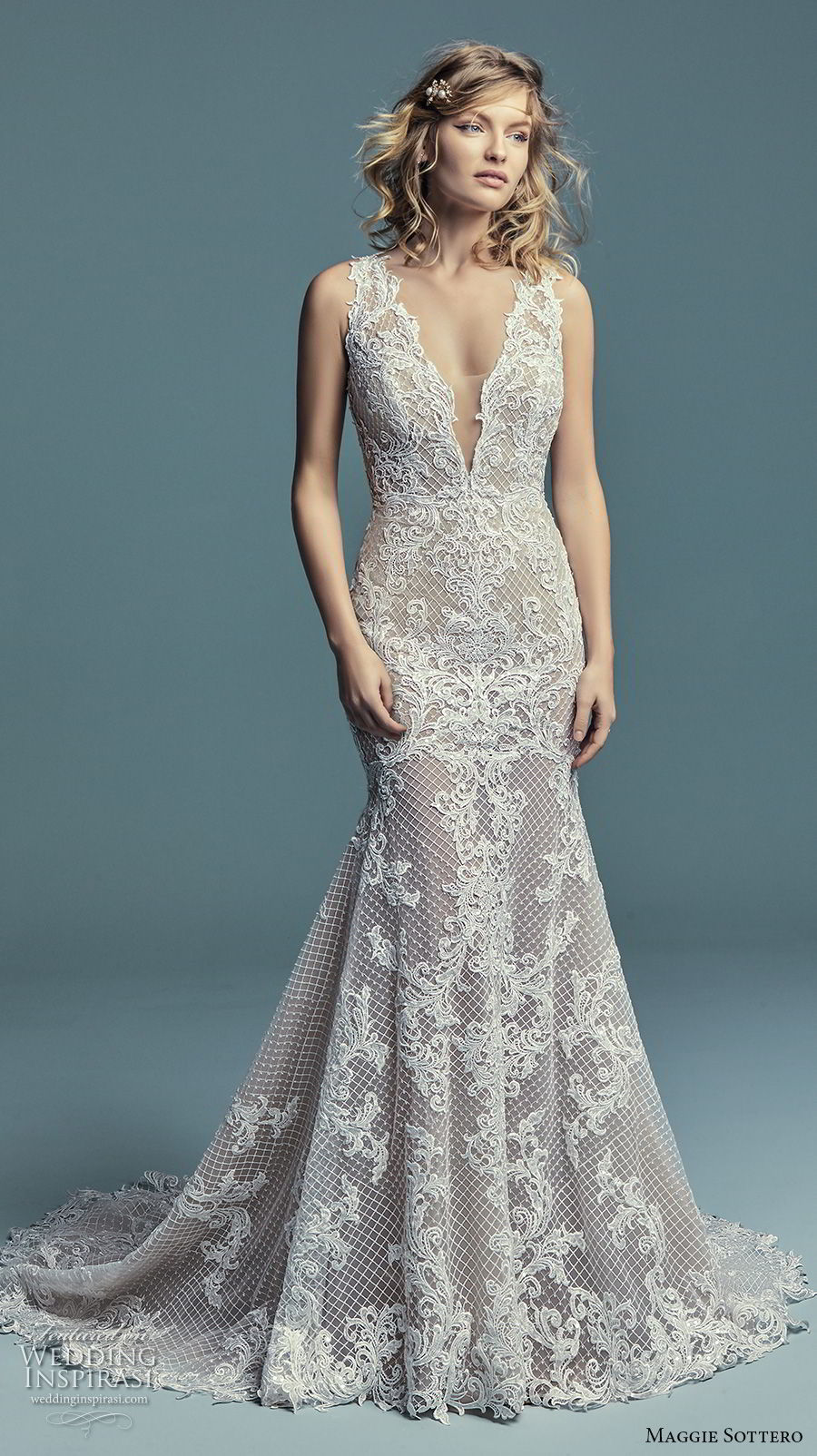 maggie sottero fall 2018 bridal sleeveless deep v neck full embellishment elegant trumpet wedding dress open back chapel train (13) mv maggie sottero fall 2018 bridal sleeveless deep v neck full embellishment elegant trumpet wedding dress open back chapel train (13) mv