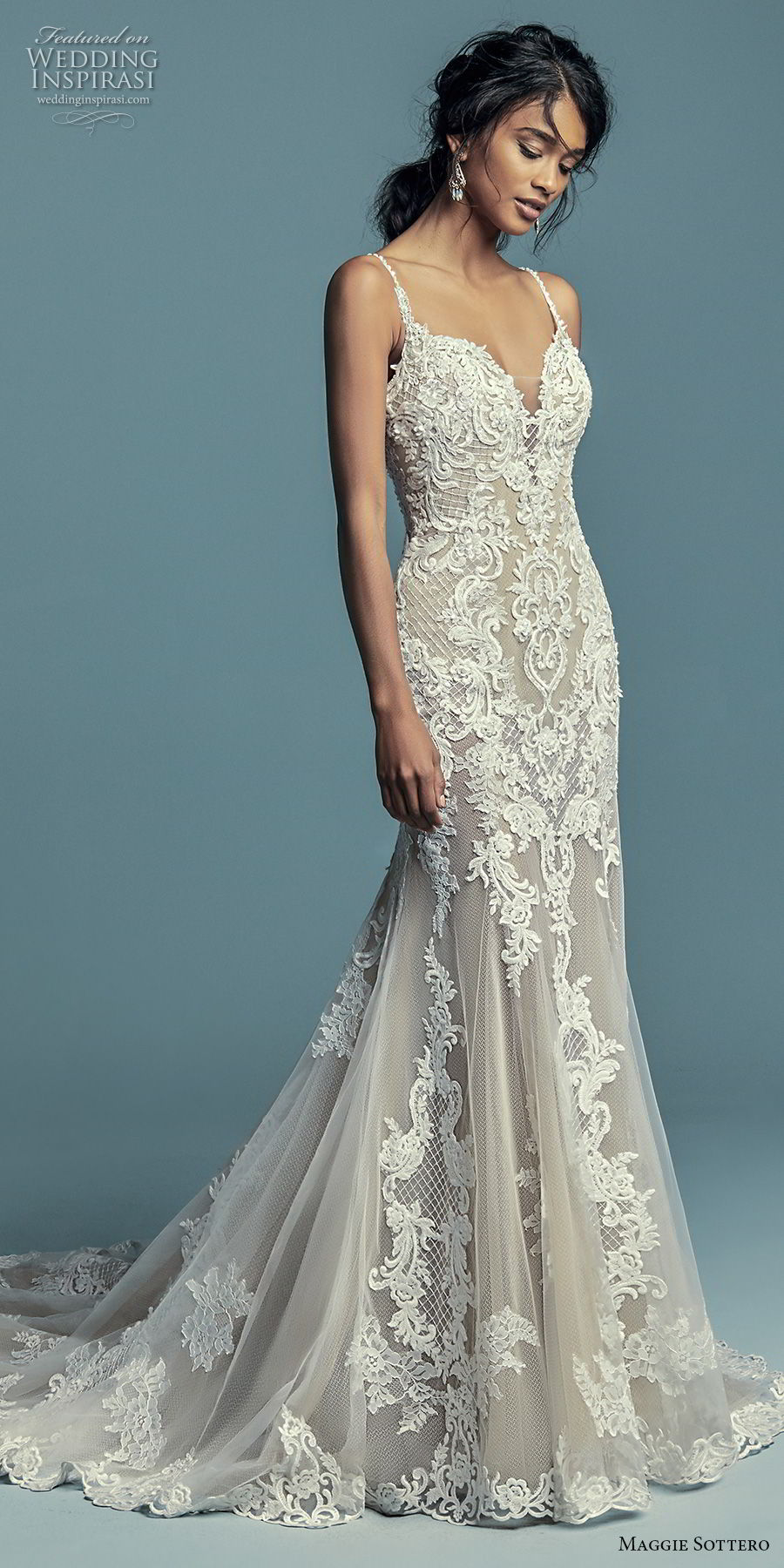 maggie sottero fall 2018 bridal sleeveless thin strap sweetheart neckline full embellishment elegant mermaid wedding dress chapel train (1) mv maggie sottero fall 2018 bridal sleeveless thin strap sweetheart neckline full embellishment elegant mermaid wedding dress chapel train (1) mv
