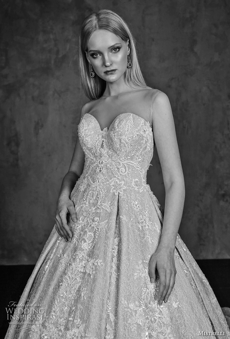 mistrelli 2019 bridal strapless sweetheart neckline full embellishment princess ball gown a  line wedding dress chapel train (3) zv