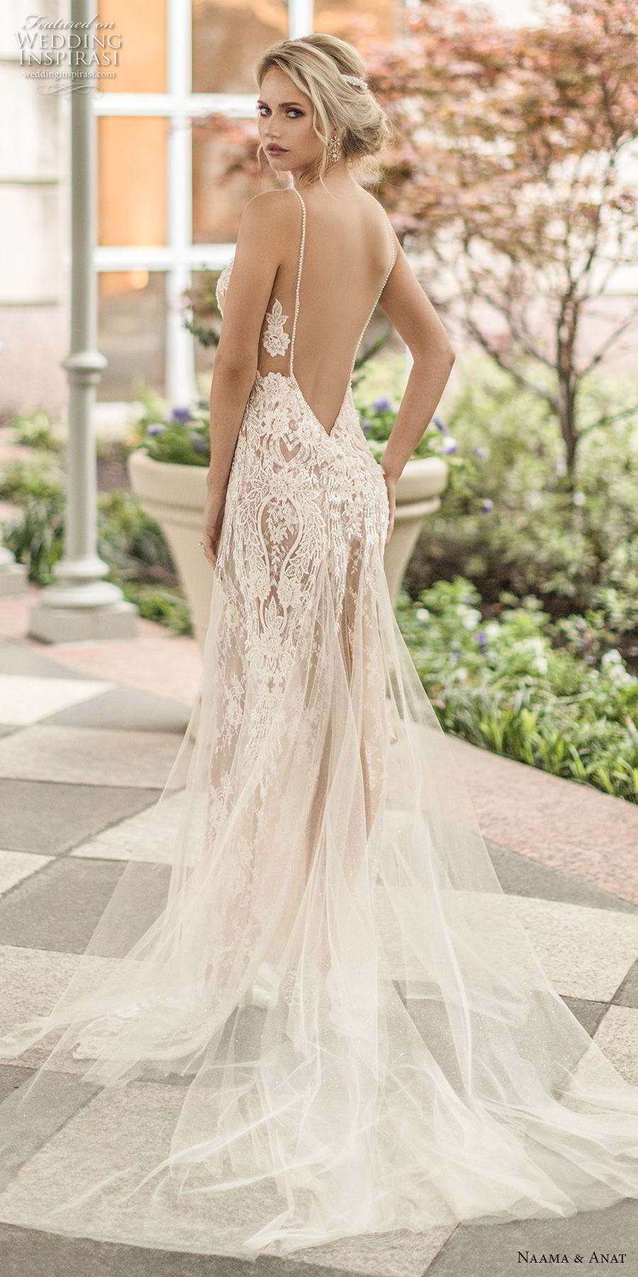 naama anat spring 2019 bridal sleeveless with strap deep v neck full embellishment sexy glamorous sheath wedding dress  low open back chapel train (4) bv