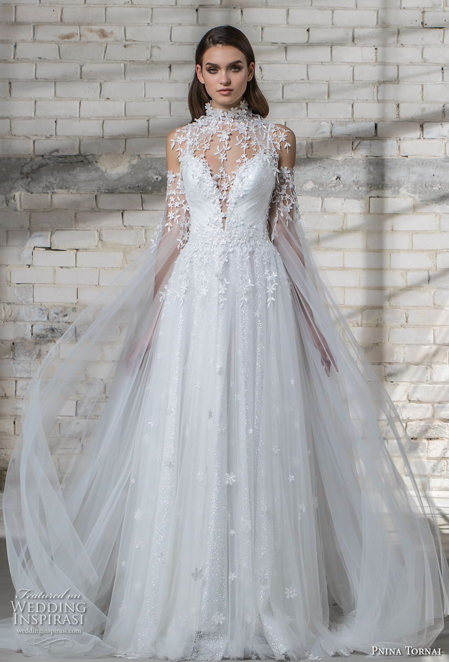 pnina tornai 2019 love bridal cold shoulder illusion high neck deep sweetheart neckline heavily embellished bodice romantic princess a line wedding dress sheer lace back chapel train (6) mv pnina tornai 2019 love bridal cold shoulder illusion high neck deep sweetheart neckline heavily embellished bodice romantic princess a line wedding dress sheer lace back chapel train (6) mv