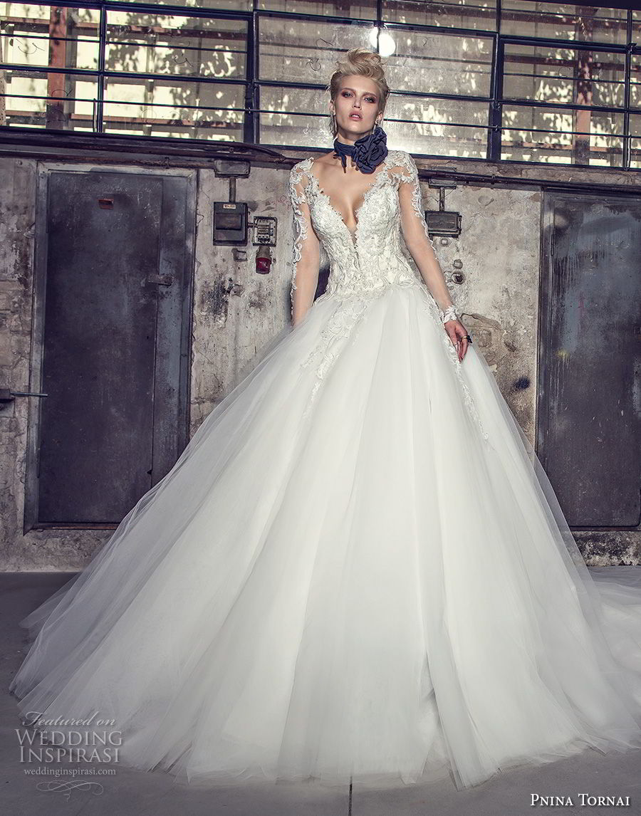 pnina tornai 2019 love bridal long sleeves sheer v sweetheart neckline heavily embellished bodice tulle skirt princess ball gown a line wedding dress sheer button back chapel train (2) mv pnina tornai 2019 love bridal long sleeves sheer v sweetheart neckline heavily embellished bodice tulle skirt princess ball gown a line wedding dress sheer button back chapel train (2) mv