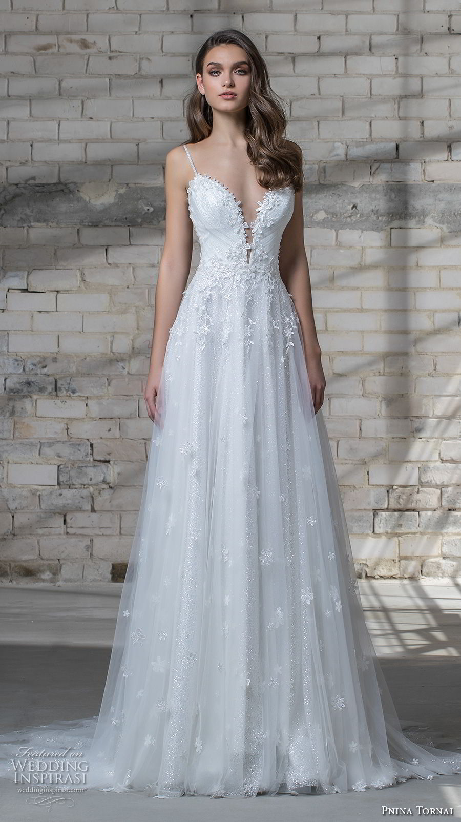 pnina tornai 2019 love bridal spaghetti strap deep sweetheart neckline heavily embellished bodice romantic a line wedding dress open back chapel train (6) mv pnina tornai 2019 love bridal spaghetti strap deep sweetheart neckline heavily embellished bodice romantic a line wedding dress open back chapel train (6) mv