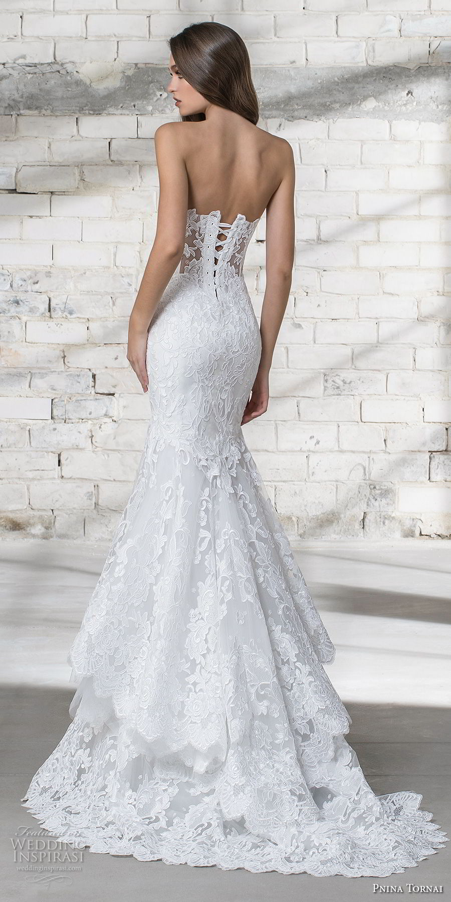 pnina tornai 2019 love bridal strapless deep plunging sweetheart neckline full embellished tiered skirt elegant romantic mermaid wedding dress corset back sweep train (14) bv pnina tornai 2019 love bridal strapless deep plunging sweetheart neckline full embellished tiered skirt elegant romantic mermaid wedding dress corset back sweep train (14) bv
