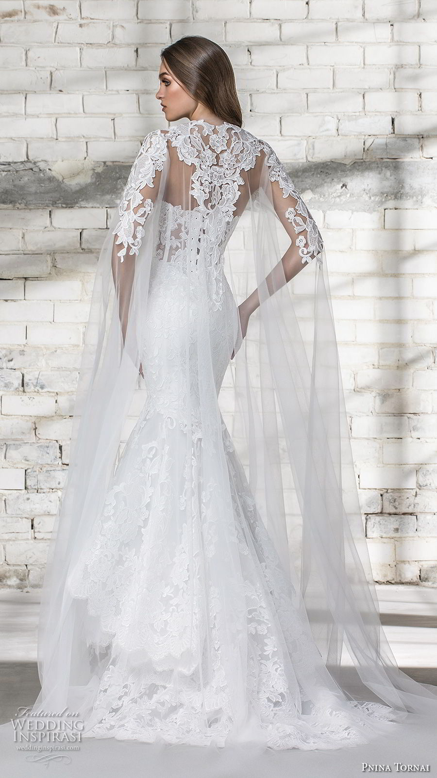 pnina tornai 2019 love bridal strapless deep plunging sweetheart neckline full embellished tiered skirt elegant romantic mermaid wedding dress with cape corset back sweep train (14) bv pnina tornai 2019 love bridal strapless deep plunging sweetheart neckline full embellished tiered skirt elegant romantic mermaid wedding dress with cape corset back sweep train (14) bv