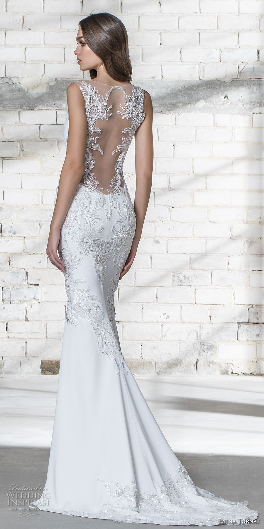 pnina tornai 2019 love bridal strapless deep plunging sweetheart neckline heavily embellished bodice glitzy romantic elegant sheath wedding dress sheer lace back chapel train (1) bv pnina tornai 2019 love bridal strapless deep plunging sweetheart neckline heavily embellished bodice glitzy romantic elegant sheath wedding dress sheer lace back chapel train (1) bv